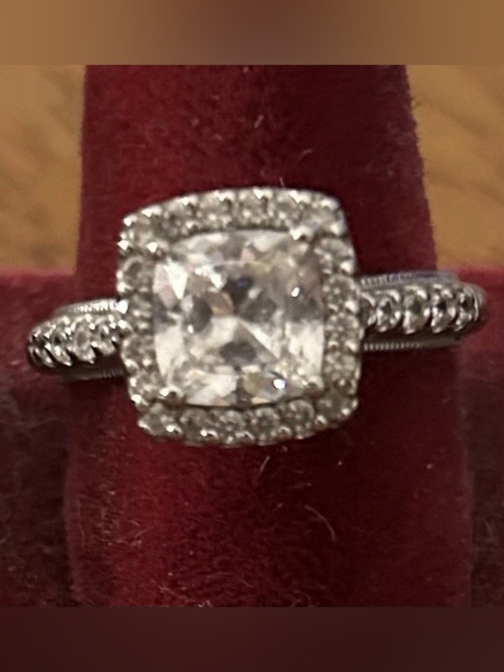Tacori Diamonique Cushion Halo Ring Size 8